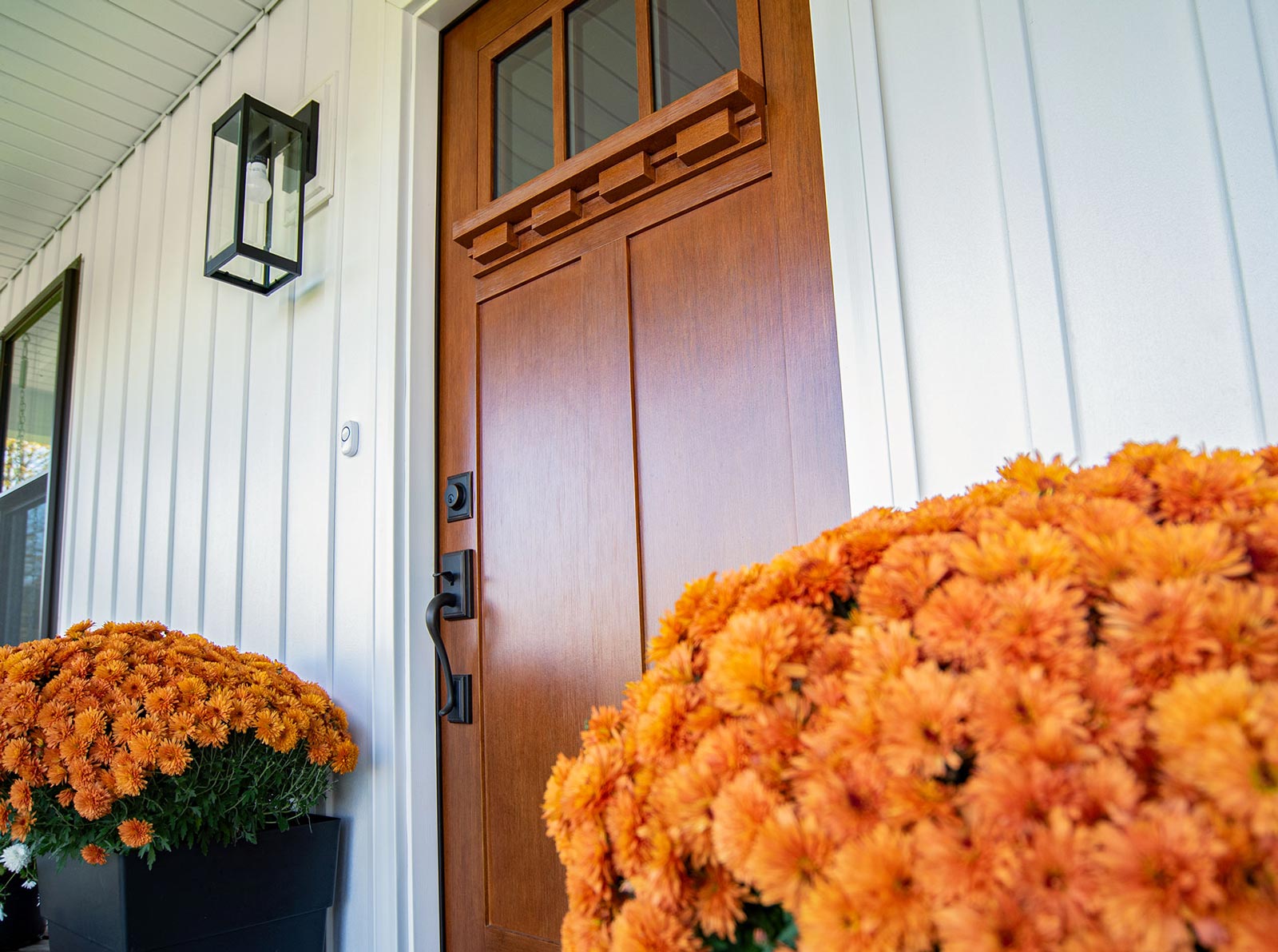 sturdy solid storm door protecting home